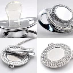 Pacifier Clip Silver Corwn Pacifier Beads Personalized Bling Pacifier Infant Nipple Holder chupetes de lujo
