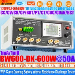 BW600-DK 200V 50A 18650 Lithium Lead-acid Battery Capacity Monitor Electronic Load Power Tester Discharge Meter Car Check Tools