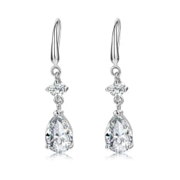 925 Sterling Silver Earrings Blue Crystal Zircon Heart-Shaped Water Drop Earrings For Women Fashion Jewelry Gifts