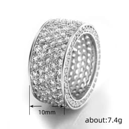 Huitan Eternity Wedding Rings for Women Silver Color/Gold Color Wide CZ Rings Engagement Proposal Accessories Timeless Jewelry