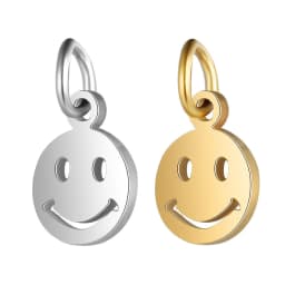 10pcs/lot 7X11.5mm Stainless Steel Small Smile Face Charm Pendant For Women DIY Jewelry Making Charms Wholesale