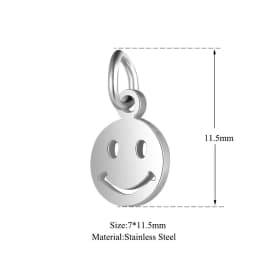 10pcs/lot 7X11.5mm Stainless Steel Small Smile Face Charm Pendant For Women DIY Jewelry Making Charms Wholesale