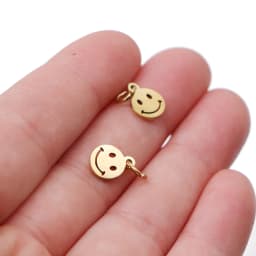 10pcs/lot 7X11.5mm Stainless Steel Small Smile Face Charm Pendant For Women DIY Jewelry Making Charms Wholesale