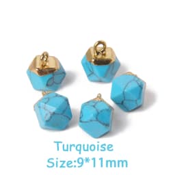 5PCS Natural Faceted Tiny Stone Pendants Charms Geometric Gems Pendant Fit Making Jewelry Necklaces Earrings DIY Accessory