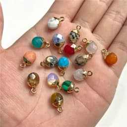 5PCS Natural Faceted Tiny Stone Pendants Charms Geometric Gems Pendant Fit Making Jewelry Necklaces Earrings DIY Accessory