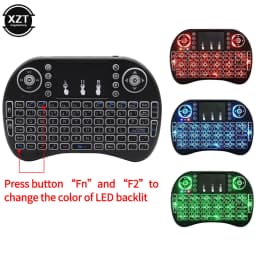 Backlit English Russian Arabic Spain Hebrew 2.4G Air Mouse Android TV Box PC I8 Mini Wireless Keyboard Remote Touchpad