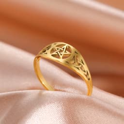 LIKGREAT Gothic Celtics Knot Pentagram Ring Women Men Stainless Steel Supernatural Wicca Amulet Rings Couple Witch Jewelry Gifts