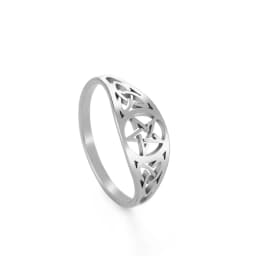 LIKGREAT Gothic Celtics Knot Pentagram Ring Women Men Stainless Steel Supernatural Wicca Amulet Rings Couple Witch Jewelry Gifts