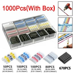 50-1000Pcs Solder Seal Wire Connectors Heat Shrink Waterproof Solder Butt Connectors Solder Connector Kit Auto Marine Insulated
