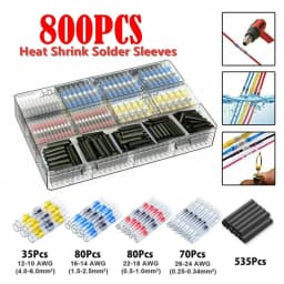 50-1000Pcs Solder Seal Wire Connectors Heat Shrink Waterproof Solder Butt Connectors Solder Connector Kit Auto Marine Insulated