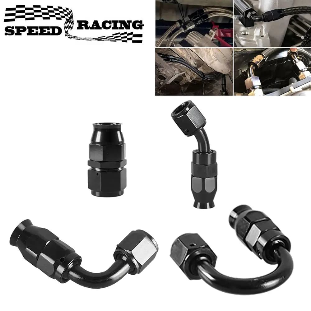 AN4/6/8/10/12 Straight 0°/45°/90°/180° Degree Reusable Hose End Fitting Adapter For Swivel PTFE Oil Fuel Line Hose End Fitting