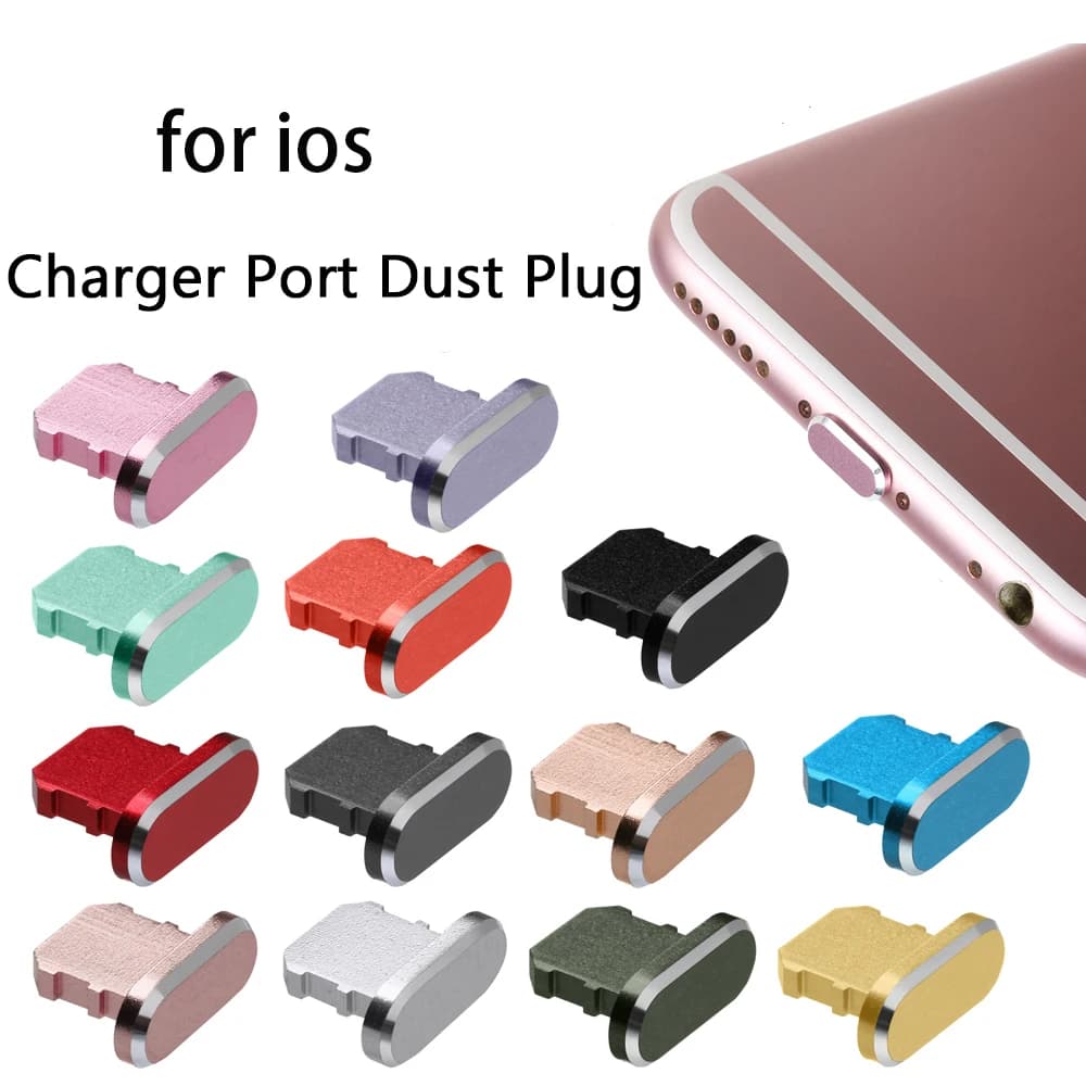 Universal Anti Dust Plug for iPhone 13 12 11 X XR Max 8 7 Metal Charger Port for iOS Dustproof Charging Interface Cap Gold Black