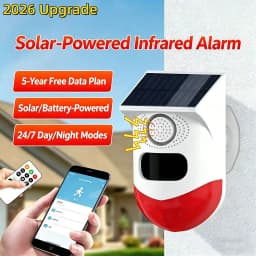 Tuya Smart WiFi Infrared Motion Detector Solar Outdoor PIR Wireless Strobe Siren Detector Sound Alarm Waterproof Remote Control