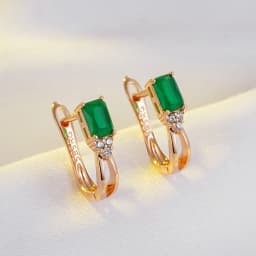 Kinel New Emerald Square Cut Zircon Drop Earrings for Women Luxury 585 Rose Gold Color High Quality Daily Fine Jewelry Best Gift