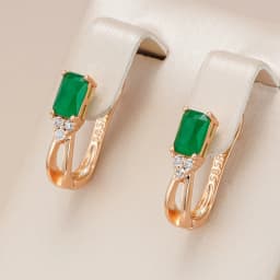 Kinel New Emerald Square Cut Zircon Drop Earrings for Women Luxury 585 Rose Gold Color High Quality Daily Fine Jewelry Best Gift