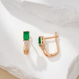 Kinel New Emerald Square Cut Zircon Drop Earrings for Women Luxury 585 Rose Gold Color High Quality Daily Fine Jewelry Best Gift