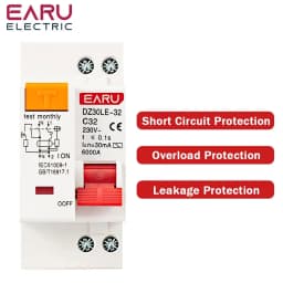 1P+N 230V DZ30L DZ40LE EPNL DPNL 6-63A Residual Current Circuit Breaker With Over And Short Current Leakage Protection RCBO MCB
