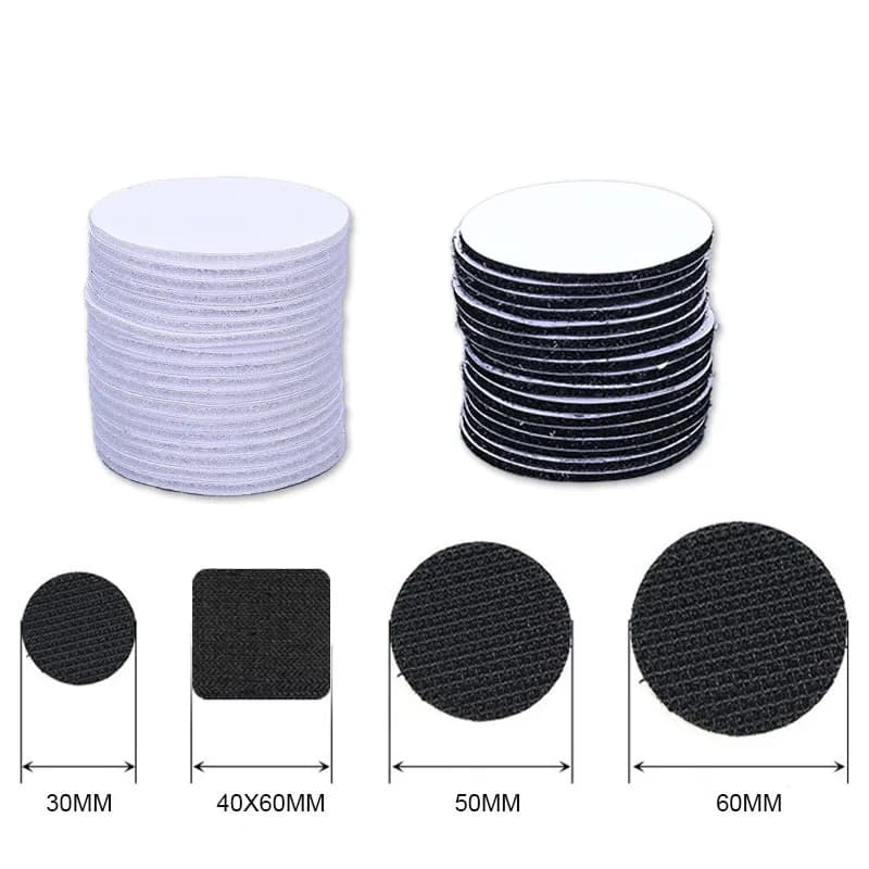 Strong Self Adhesive Hook and Loop Fastener Tape Round Square Carpet Anti Slip Double-side Self-adhesive Nylon Fixed Sticker