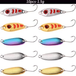 10pcs Metal Spoon Lures Baits 1.5g 2.5g 3.5g 5g Spinner Pesca Stream Bait Mini Fishing Spoon Lure For Trout Perch Pike Salmon
