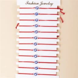 12Pcs/set Blue Eyes Rhinestone Charms Bracelet Set Fashion Handwoven Red Rope Adjustable Wrist For Women Girls Jewelry Gift