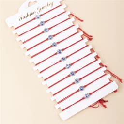 12Pcs/set Blue Eyes Rhinestone Charms Bracelet Set Fashion Handwoven Red Rope Adjustable Wrist For Women Girls Jewelry Gift