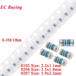 10-50Pcs 0102 0204 0207 SMD Resistor Cylindrical Color Ring Chip Wafer Resistance 1% 100R 200R 1K 2K 3.3K 4.7K 10K 100K 1M Ohm