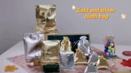 25pcs/lot Jewelry Packing Gold Color Foil Cloth Drawstring Storage Bag 7x9cm 9x12cm 10x15cm Wedding Gift Bags & Pouches