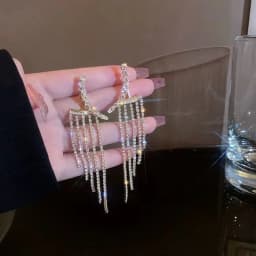 2023 Luxury Women's Earrings Rhinestone Fringe Hanging Zircon Earrings New Shiny Wedding Statement Party Jewelry Gifts