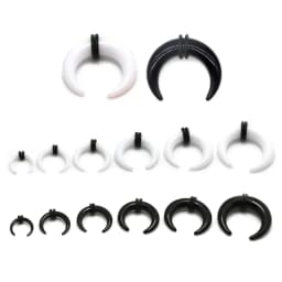 2-6pcs Acrylic C Shape Pincher Tapers Septum Buffalo Taper Expander Nose Ring Plugs Piercing Jewelry with Black O-Rings 4G-00G
