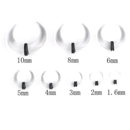 2-6pcs Acrylic C Shape Pincher Tapers Septum Buffalo Taper Expander Nose Ring Plugs Piercing Jewelry with Black O-Rings 4G-00G