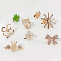 Exquisite Rhinestones Opal Four Leaf Clover Brooch Fashion Jewelry Accessories Trendy Fish Cat Wings Bow Lapel Pin Friends Gifts