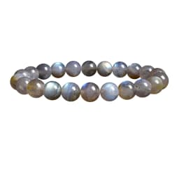Natural Grey Labradorite Bracelets Flash Smooth Spectrolite Moonstone Round Elastic Beads Bracelet Genuine Natural Stone Jewelry