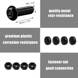 M6*20MM Anti Theft Black License Plate Screws Nut Mounting Kit W/ Wrenches for Combination Bracket of License Plate Frame Cover