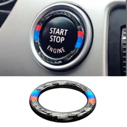 For BMW 3 Series E90 E92 E93 E89 Z4 2009-2012 Sport Carbon Fiber Engine Start Stop Push Button Ignition Key Ring Decor Trim