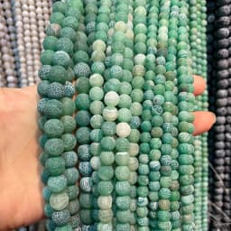 Natural Green Stone Beads Agate Crystal Jade Turquoise Loose Round Spacer Bead for Jewelry Making Diy Bracelet Accessories 15''