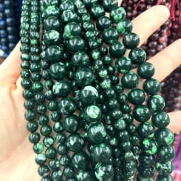 Natural Green Stone Beads Agate Crystal Jade Turquoise Loose Round Spacer Bead for Jewelry Making Diy Bracelet Accessories 15''