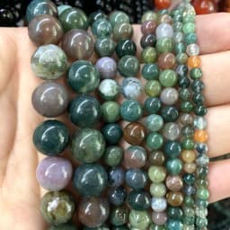 Natural Green Stone Beads Agate Crystal Jade Turquoise Loose Round Spacer Bead for Jewelry Making Diy Bracelet Accessories 15''