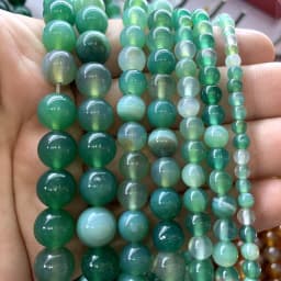 Natural Green Stone Beads Agate Crystal Jade Turquoise Loose Round Spacer Bead for Jewelry Making Diy Bracelet Accessories 15''