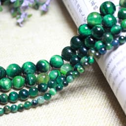 Natural Green Stone Beads Agate Crystal Jade Turquoise Loose Round Spacer Bead for Jewelry Making Diy Bracelet Accessories 15''