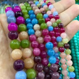 Natural Green Stone Beads Agate Crystal Jade Turquoise Loose Round Spacer Bead for Jewelry Making Diy Bracelet Accessories 15''