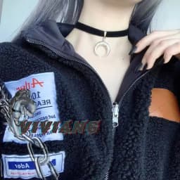 Gothic Lolita Girls Velvet Moon Choker Necklace for Women Vintage Sexy Necklaces with Pendants JK Uniform Punk Goth Neck Jewelry