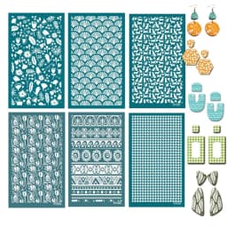 SNASAN Silk Screen Stencils Mesh Transfer Printing Tools Tulip Cat For DIY Painting Stencil Polymer Clay Earrings Jewelry Making