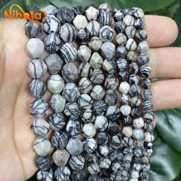 Natural Stone Faceted Turquoise Tiger Eye Stone Jaspers Quartz Agates Loose Spacers Beads for Jewelry Making 14" Inch 6/8/10mm