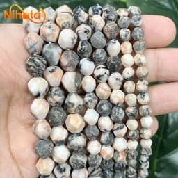 Natural Stone Faceted Turquoise Tiger Eye Stone Jaspers Quartz Agates Loose Spacers Beads for Jewelry Making 14" Inch 6/8/10mm