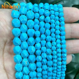 Natural Stone Faceted Turquoise Tiger Eye Stone Jaspers Quartz Agates Loose Spacers Beads for Jewelry Making 14" Inch 6/8/10mm