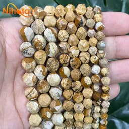 Natural Stone Faceted Turquoise Tiger Eye Stone Jaspers Quartz Agates Loose Spacers Beads for Jewelry Making 14" Inch 6/8/10mm