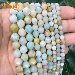 Natural Stone Faceted Turquoise Tiger Eye Stone Jaspers Quartz Agates Loose Spacers Beads for Jewelry Making 14" Inch 6/8/10mm