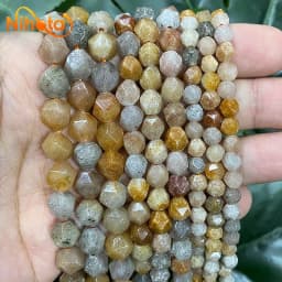 Natural Stone Faceted Turquoise Tiger Eye Stone Jaspers Quartz Agates Loose Spacers Beads for Jewelry Making 14" Inch 6/8/10mm