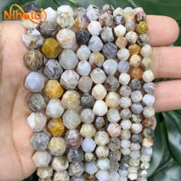 Natural Stone Faceted Turquoise Tiger Eye Stone Jaspers Quartz Agates Loose Spacers Beads for Jewelry Making 14" Inch 6/8/10mm