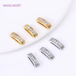 18K Gold Plated 2/3 Holes Pearl Jewelry Spacers Fittings,Beads Separator,Brass Inlaid Zircon Beading Components,DIY Accessories